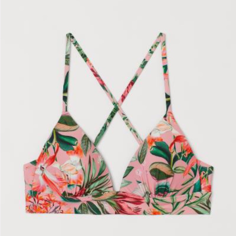 H&M new bikini set padded floral bikini XS